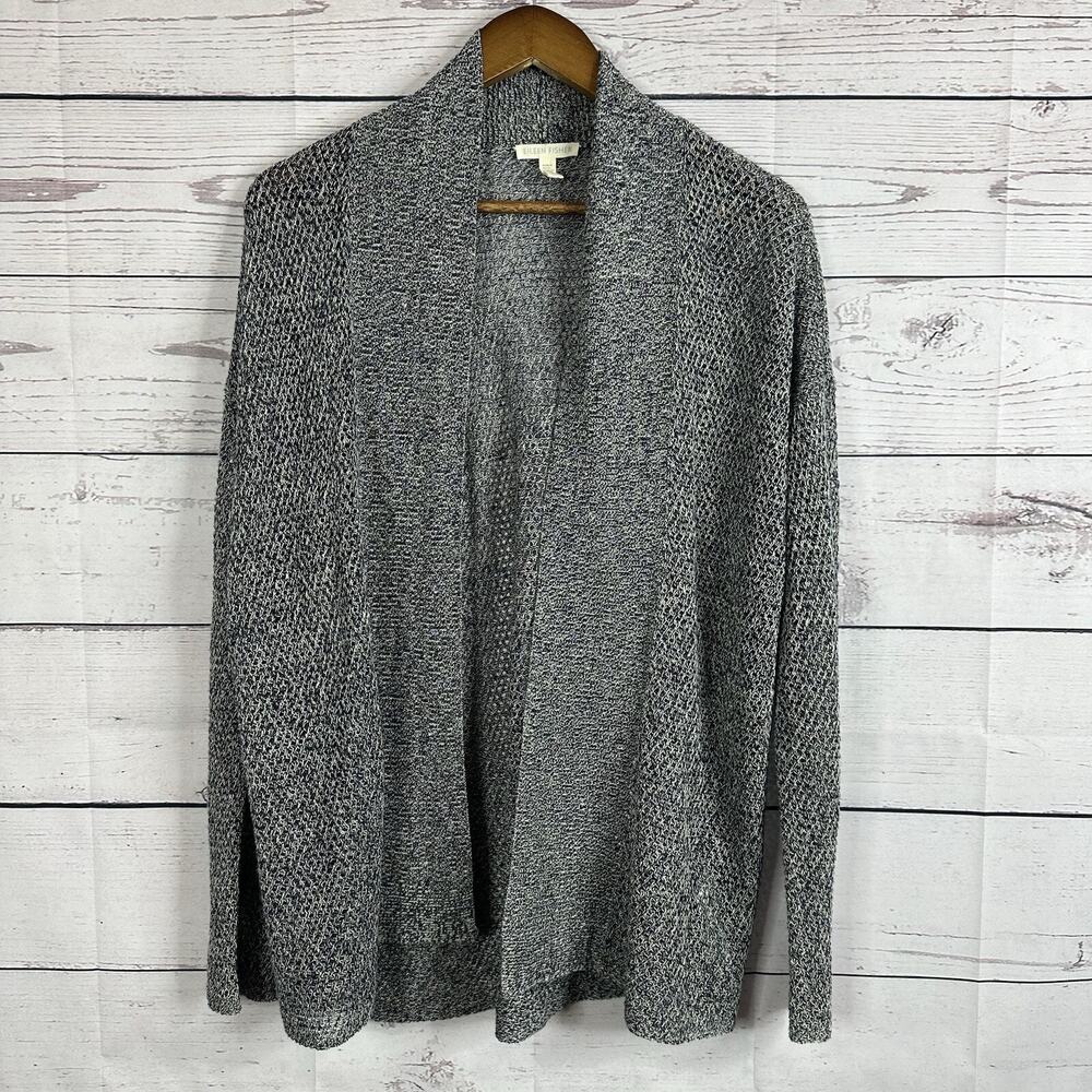Eileen Fisher Sweater Womens Medium Grey Linen‎ Open Knit Timeless Capsule